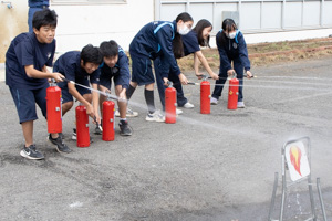消火器取扱訓練。